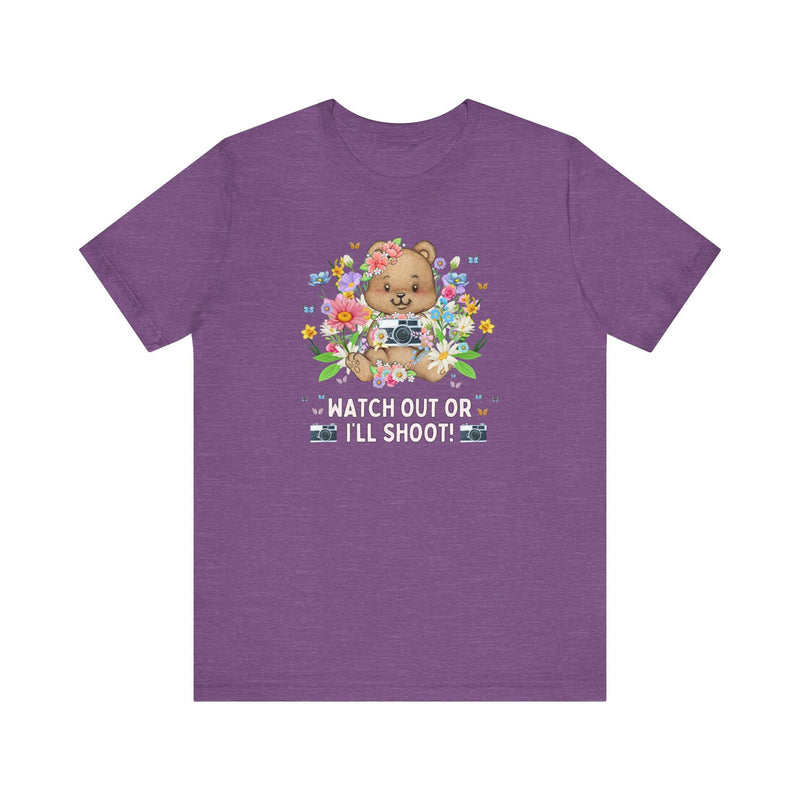 Silly Photographer Tee Shirt for Wedding Photographer or Family Photographer Who Awesome Puns, Cottagecore Bear, Boho Butterflies - Opal and June