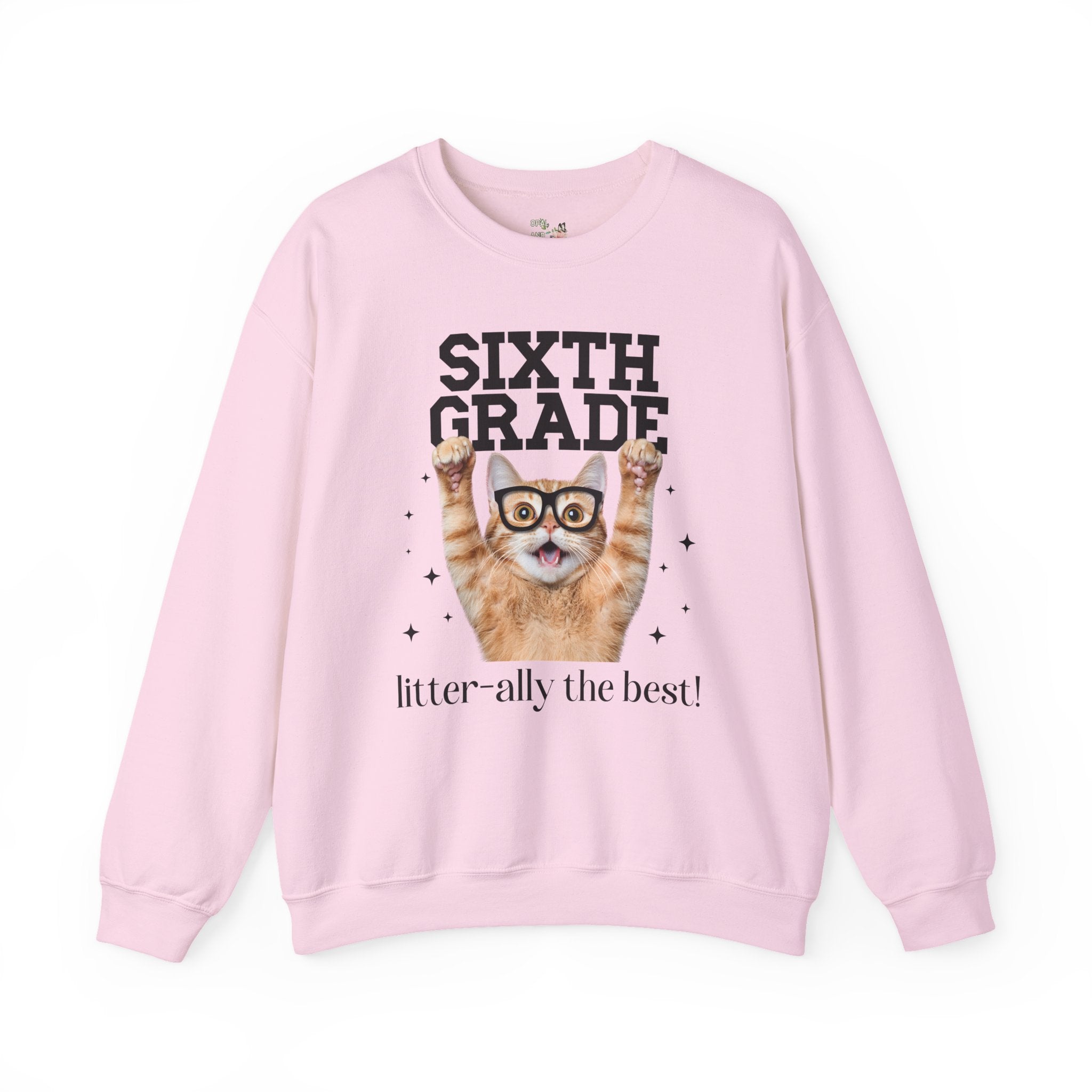 Sixth Grade Teacher Cat Lover Sweatshirt for Back to School, Funny Saying Cat Mom or Cat Dad Gift, First Day of School Teacher Team Shirt - Opal and June