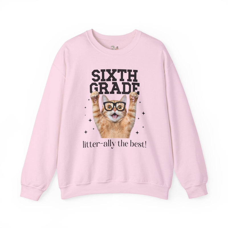 Sixth Grade Teacher Cat Lover Sweatshirt for Back to School, Funny Saying Cat Mom or Cat Dad Gift, First Day of School Teacher Team Shirt - Opal and June
