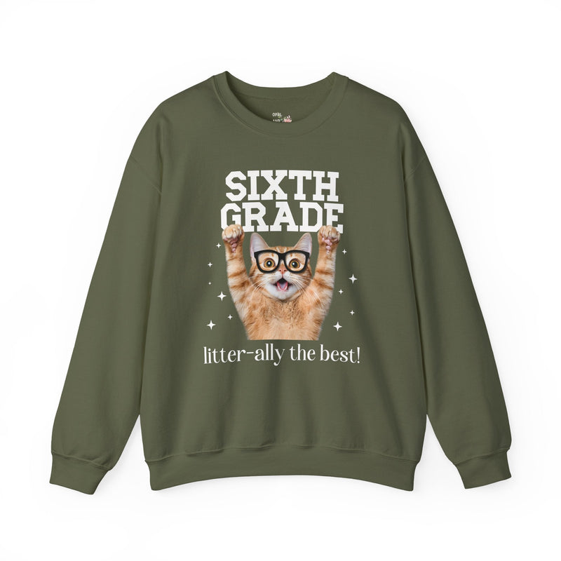 Sixth Grade Teacher Cat Lover Sweatshirt for Back to School, Funny Saying Cat Mom or Cat Dad Gift, First Day of School Teacher Team Shirt - Opal and June