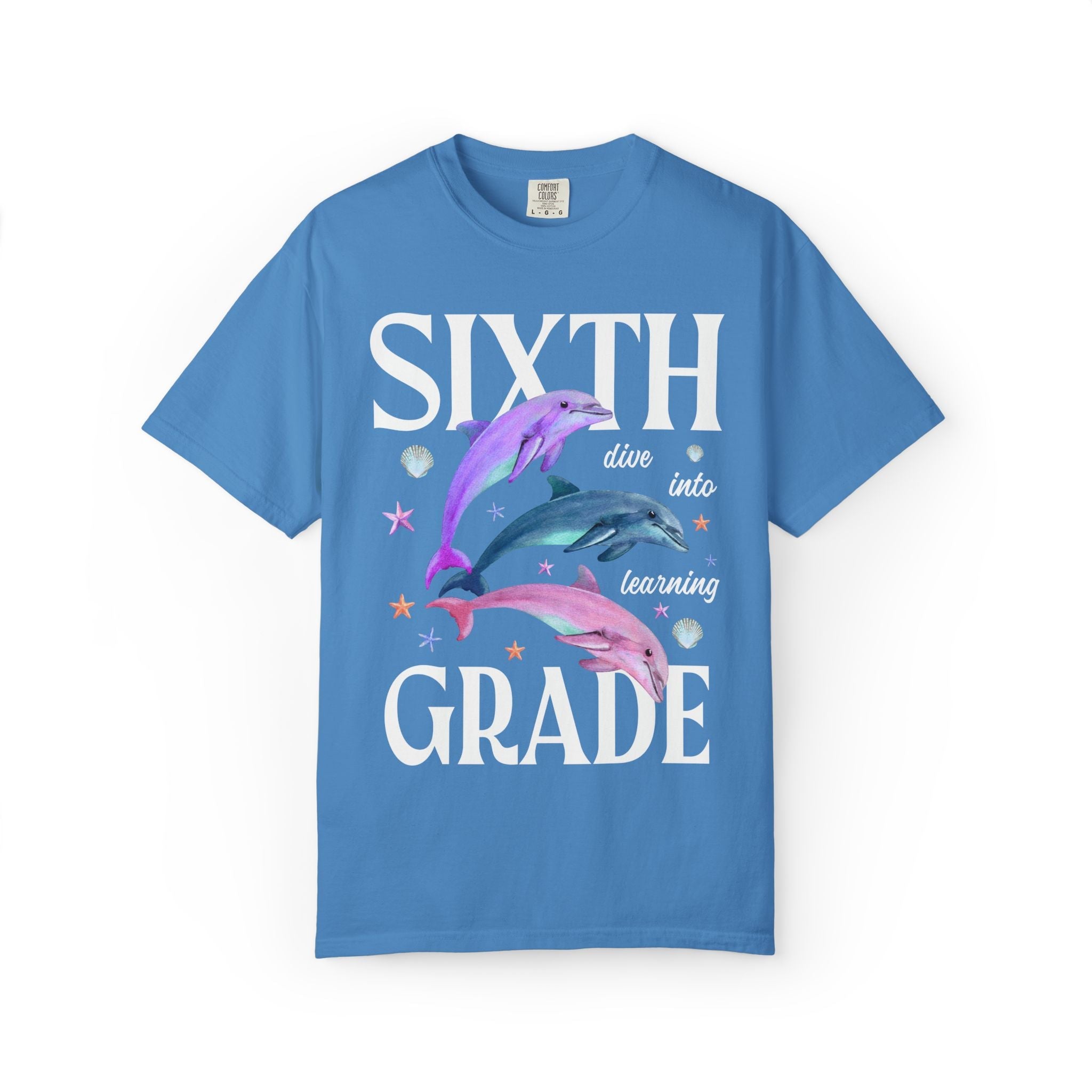 Sixth Grade Teacher Team Tee Shirt with Dolphins: Dive Into Learning - Opal and June