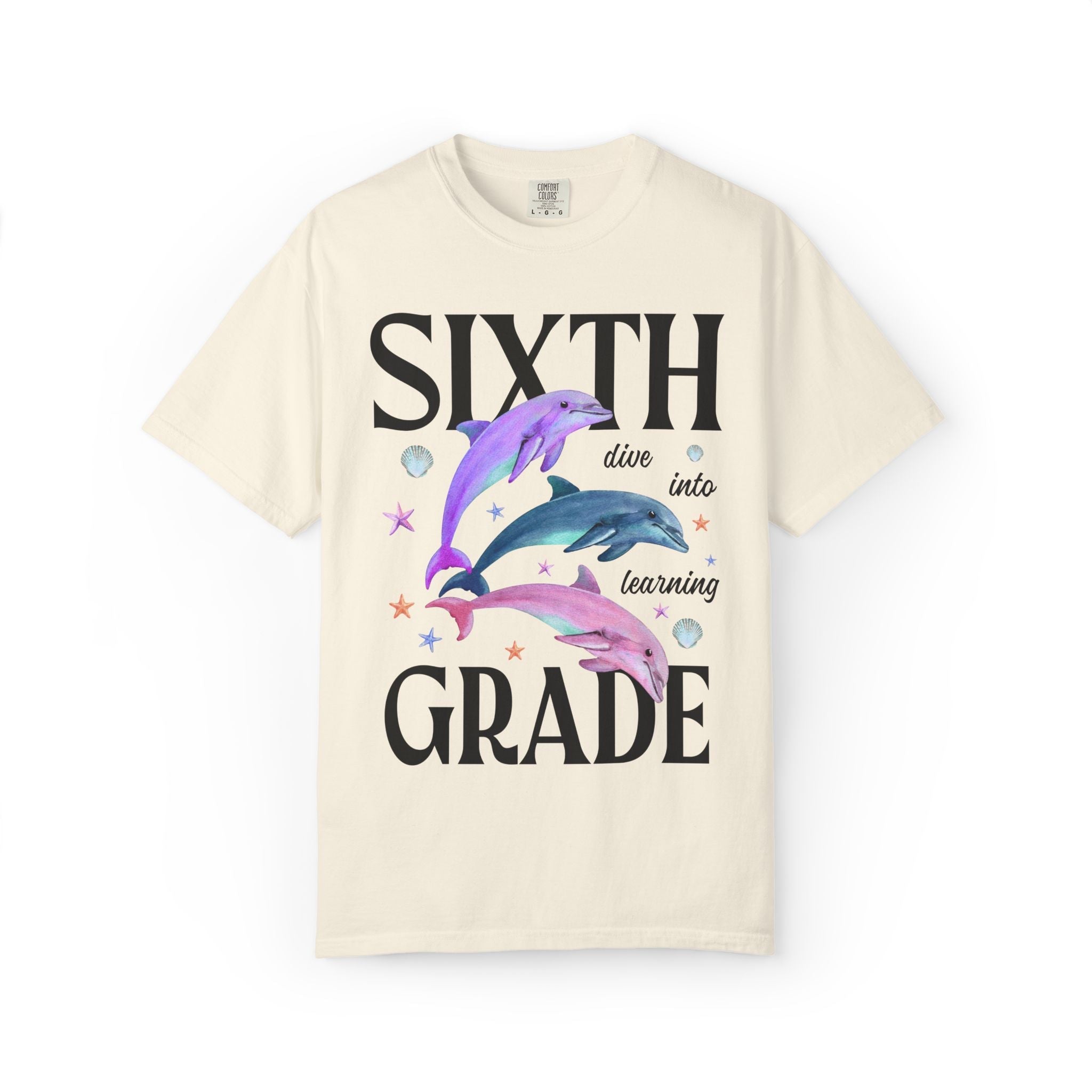 Sixth Grade Teacher Team Tee Shirt with Dolphins: Dive Into Learning - Opal and June