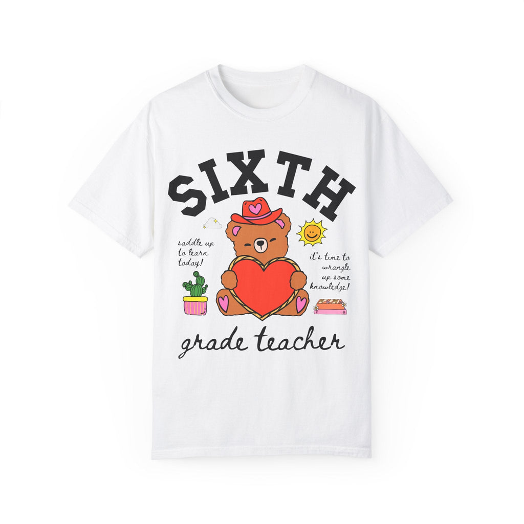 Sixth Grade Teacher Tee Shirt, Cute Cottagecore Western Bear, Funny Saying Elementary School Sixth Grade Matching Teacher Tee, 90s Vibe - Opal and June