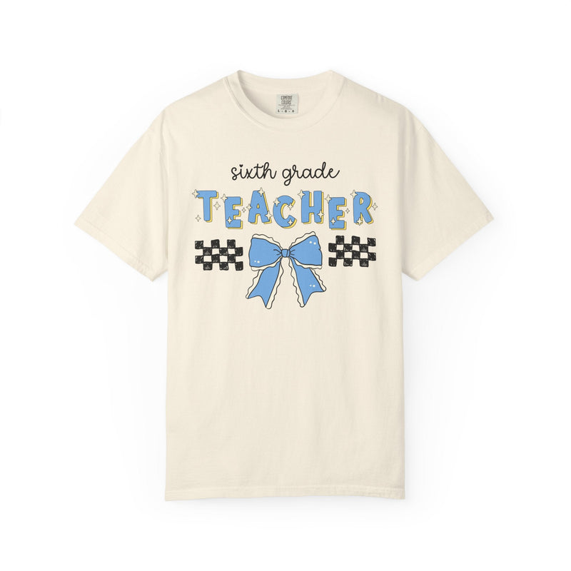 Sixth Grade Teacher Tee Shirt with Bow, Cute Sixth Grade Crew or Sixth Grade Squad Matching Shirt for Back to School, First Day of School - Opal and June