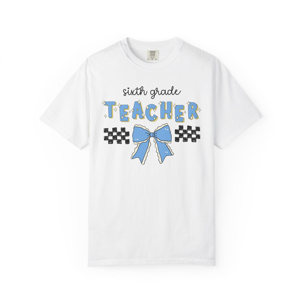 Sixth Grade Teacher Tee Shirt with Bow, Cute Sixth Grade Crew or Sixth Grade Squad Matching Shirt for Back to School, First Day of School - Opal and June