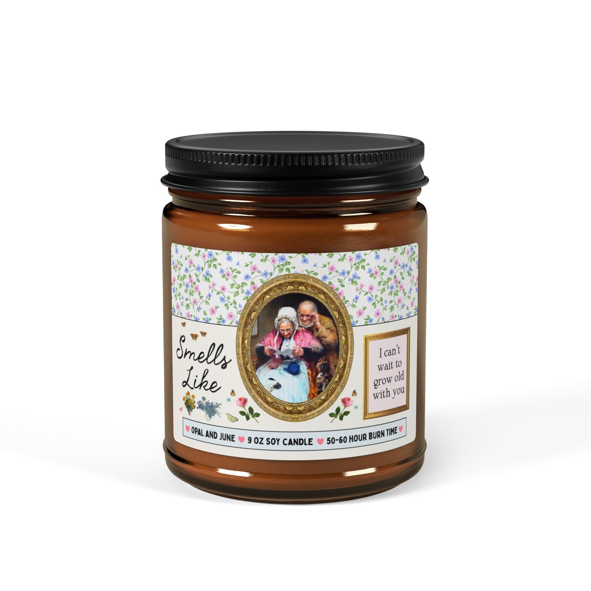 Smells Like I Can't Wait to Grow Old with You: 9 Oz Soy Candle for Partner, Sweet Kitschy Wedding Gift from Bride or Groom, Art History - Opal and June