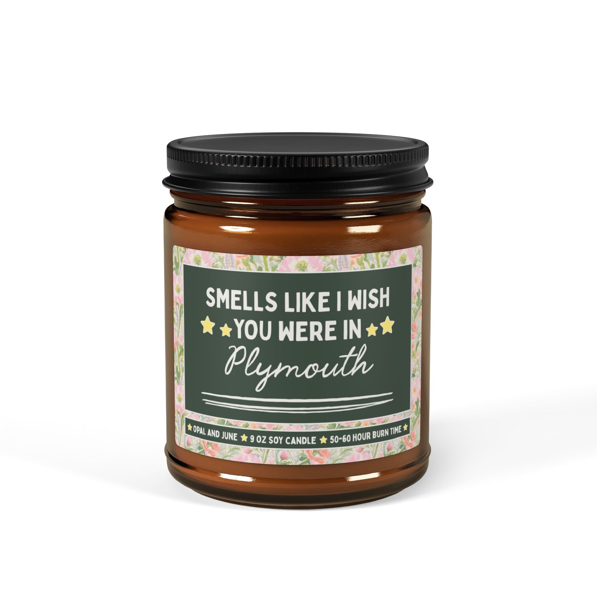 Smells Like I Wish You Were in Plymouth: 9 Oz Candle for Friend or Family Member Moving from Plymouth, Long Distance Relationship Gift - Opal and June
