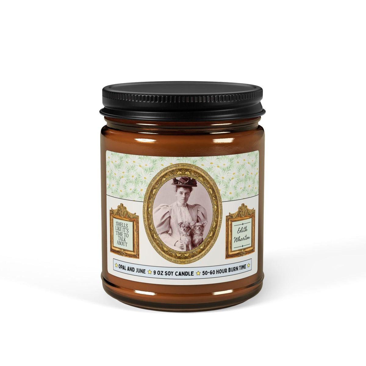 Smells Like It's Time to Talk About Edith Wharton Candle with Famous Photo: 9 Oz Soy Candle for Gilded Age Historian, Book Lover Gift Idea, American Literature Bookish Candle - Opal and June