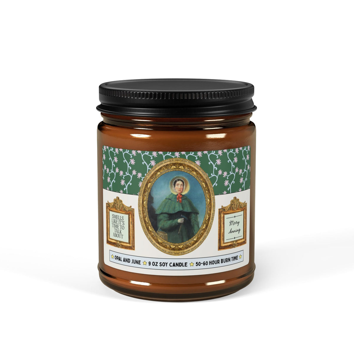 Smells Like It's Time to Talk About Mary Anning: Colorful Maximalist History Buff Candle for Dinosaur Lover, English Paleontologist History - Opal and June