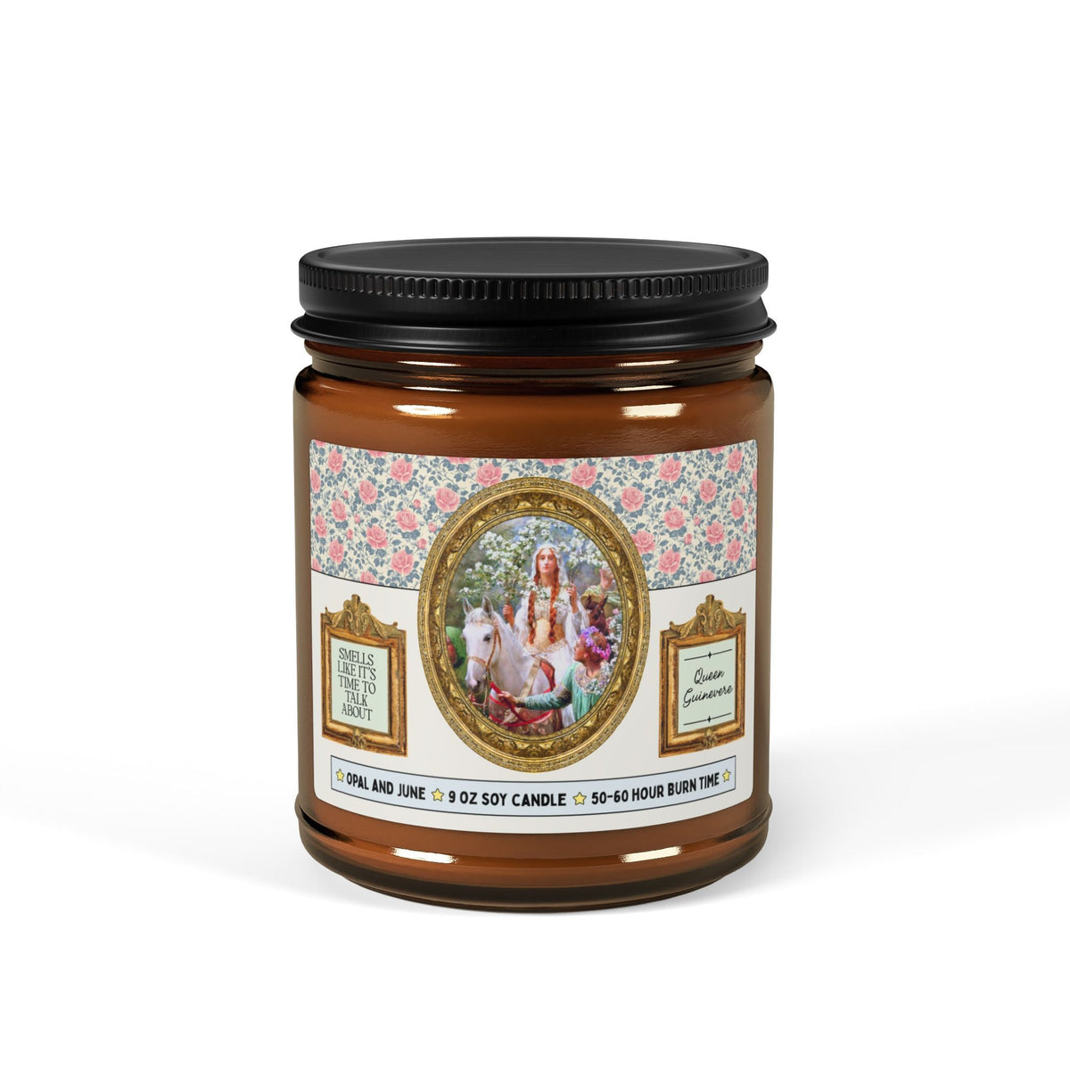 Smells Like It's Time to Talk About Queen Guinevere Candle with Famous Painting: 9 Oz Soy Candle for Art Historian or Book Lover Who Loves King Arthur, European Folklore Gift - Opal and June