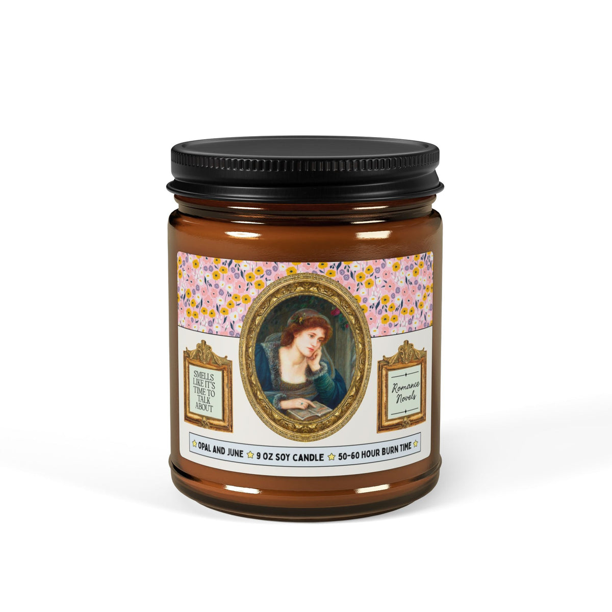 Smells Like It's Time to Talk About Romance Novels Candle with Famous Painting: 9 Oz Soy Candle for Art Historian or Romance Reader, Cute Book Lover Gift Idea for Historical Romance Bookworm - Opal and June