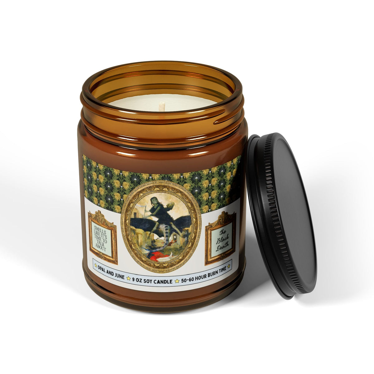 Smells Like It's Time to Talk About The Black Death: Morbid History Buff 9 Oz Soy Candle for Middle Ages or Medieval Historian - Opal and June