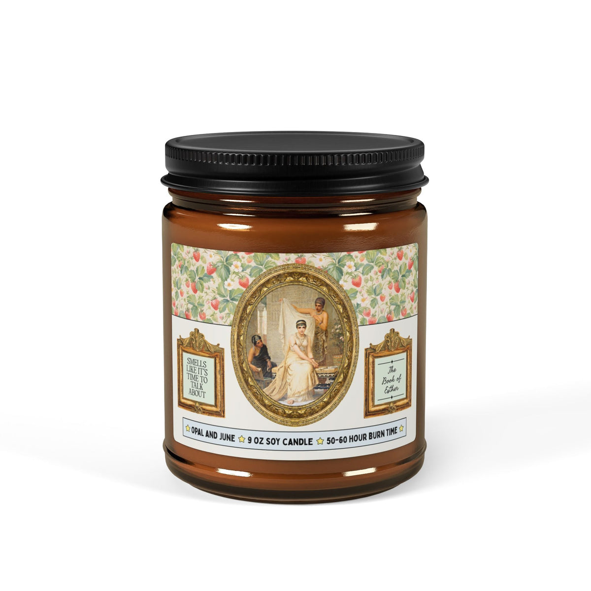 Smells Like It's Time to Talk About The Book of Esther Religious History Candle for Feminist, Esther from the Bible, Book Lover Gift Idea - Opal and June