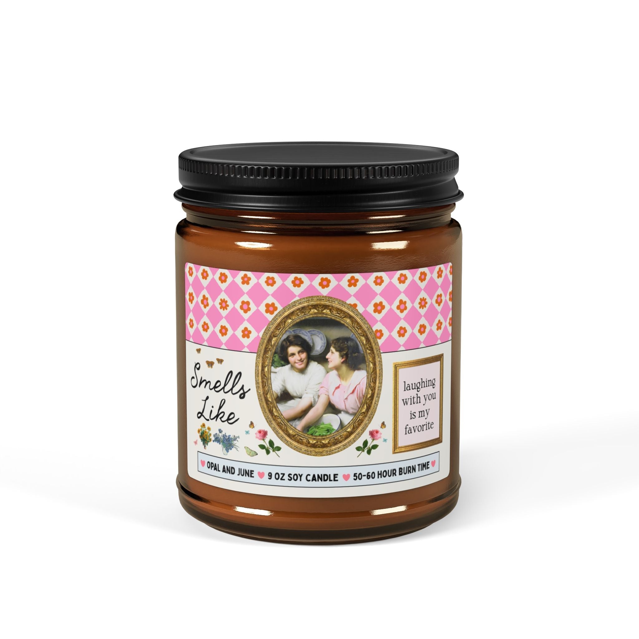 Smells Like Laughing with You is My Favorite: 9 Oz Soy Candle for Best Friend's Birthday, Sweet and Funny Art History Gift for Sister - Opal and June