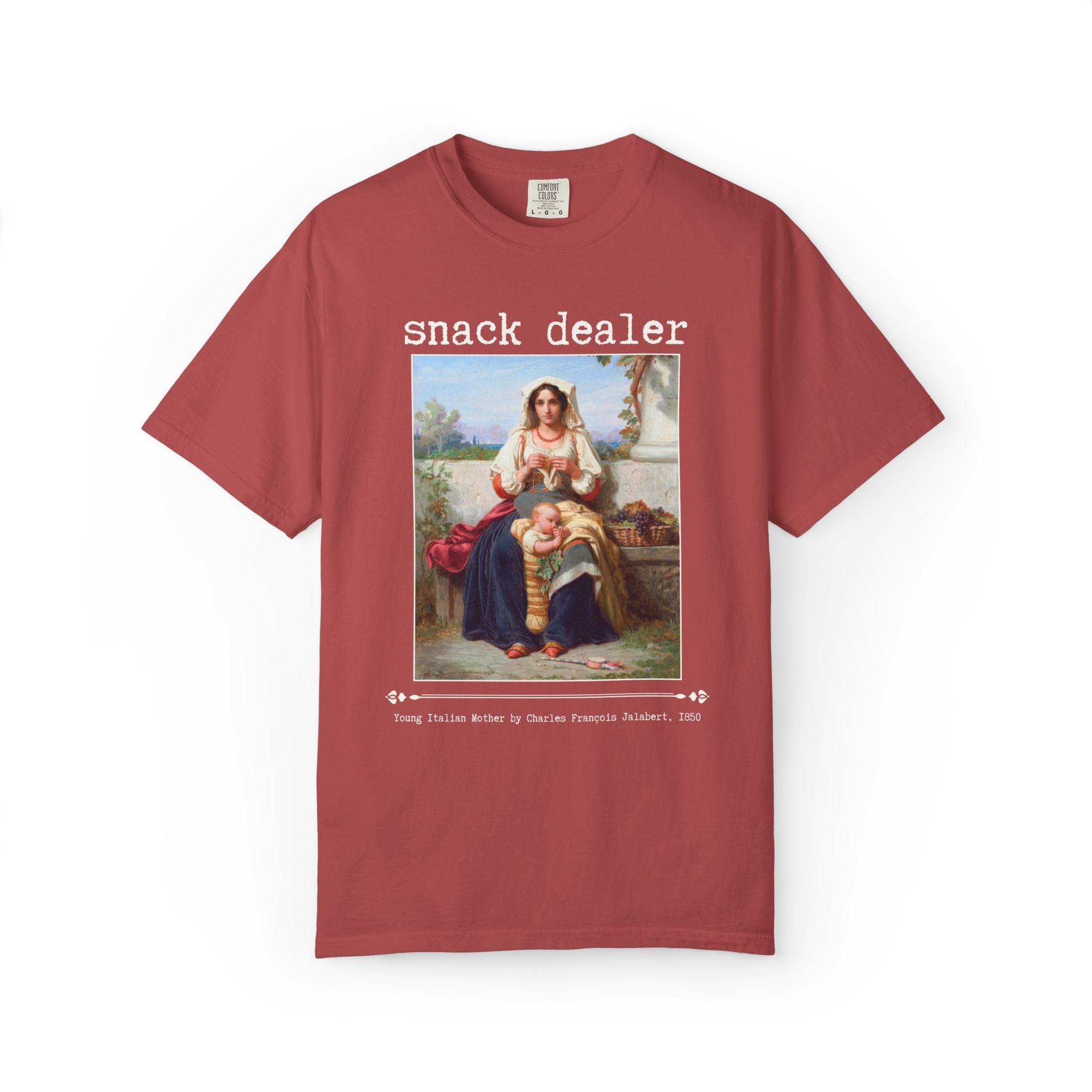 Snack Dealer Toddler Mom Tee Shirt for New Mom, Silly Mother's Day T-Shirt for Mom with Young Kids, Famous Painting by Charles Jalabert - Opal and June