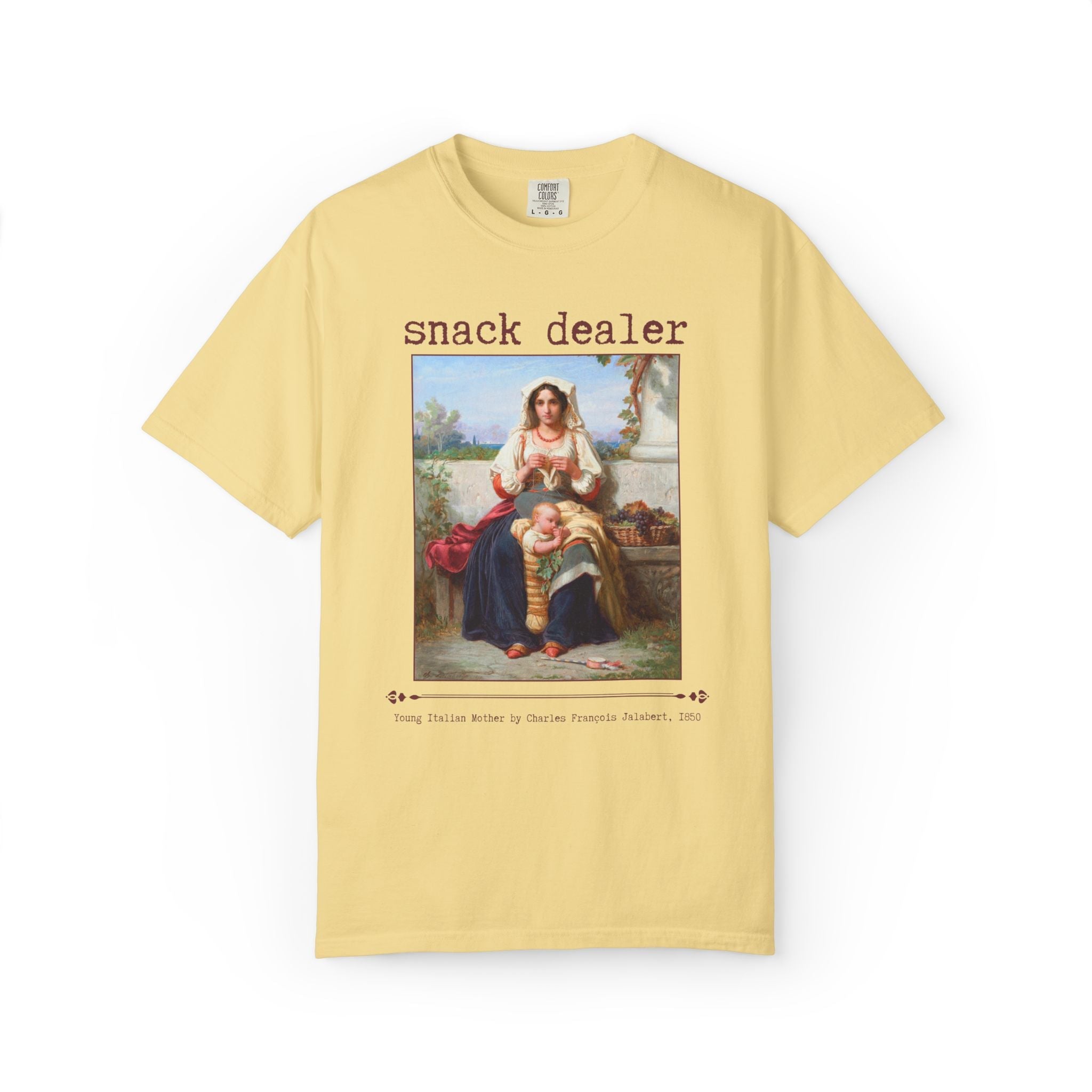 Snack Dealer Toddler Mom Tee Shirt for New Mom, Silly Mother's Day T-Shirt for Mom with Young Kids, Famous Painting by Charles Jalabert - Opal and June