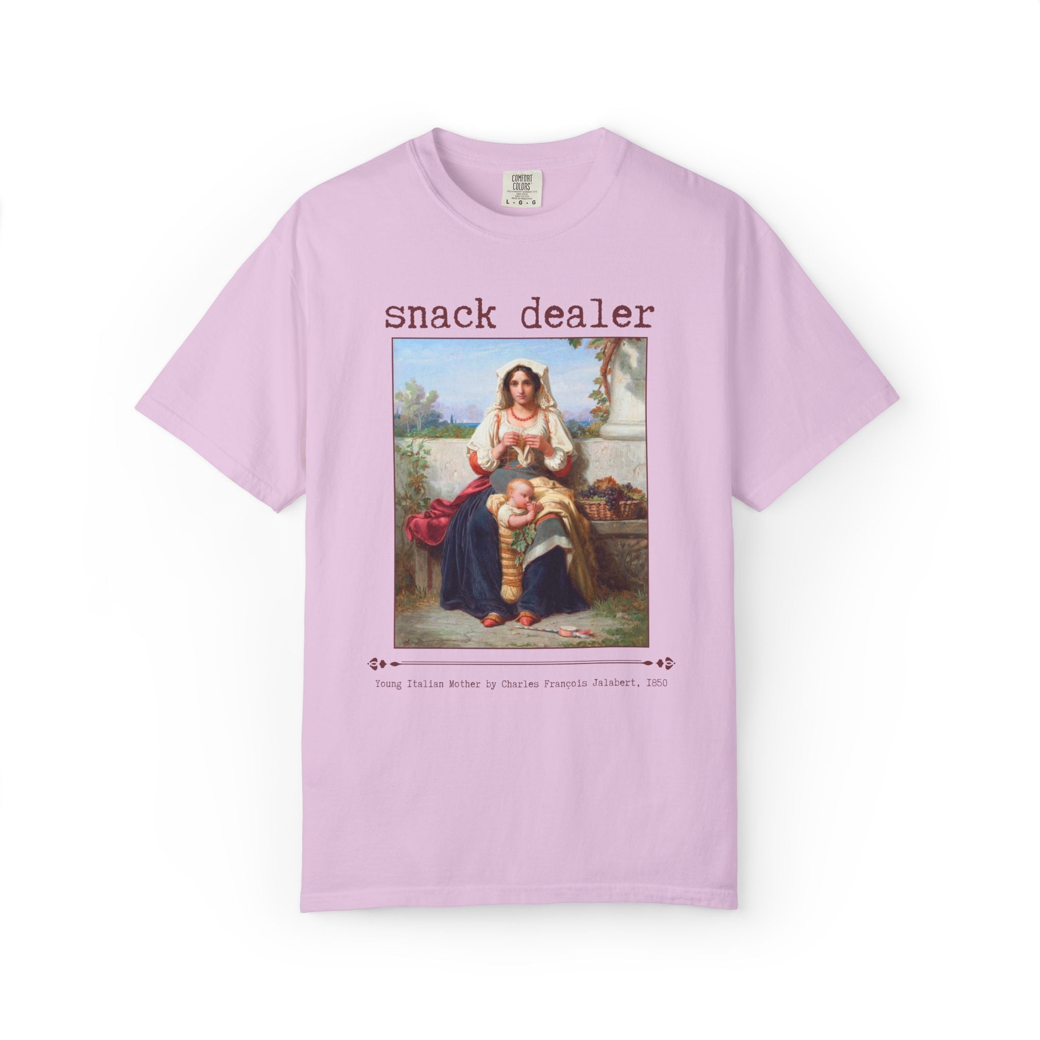 Snack Dealer Toddler Mom Tee Shirt for New Mom, Silly Mother's Day T-Shirt for Mom with Young Kids, Famous Painting by Charles Jalabert - Opal and June