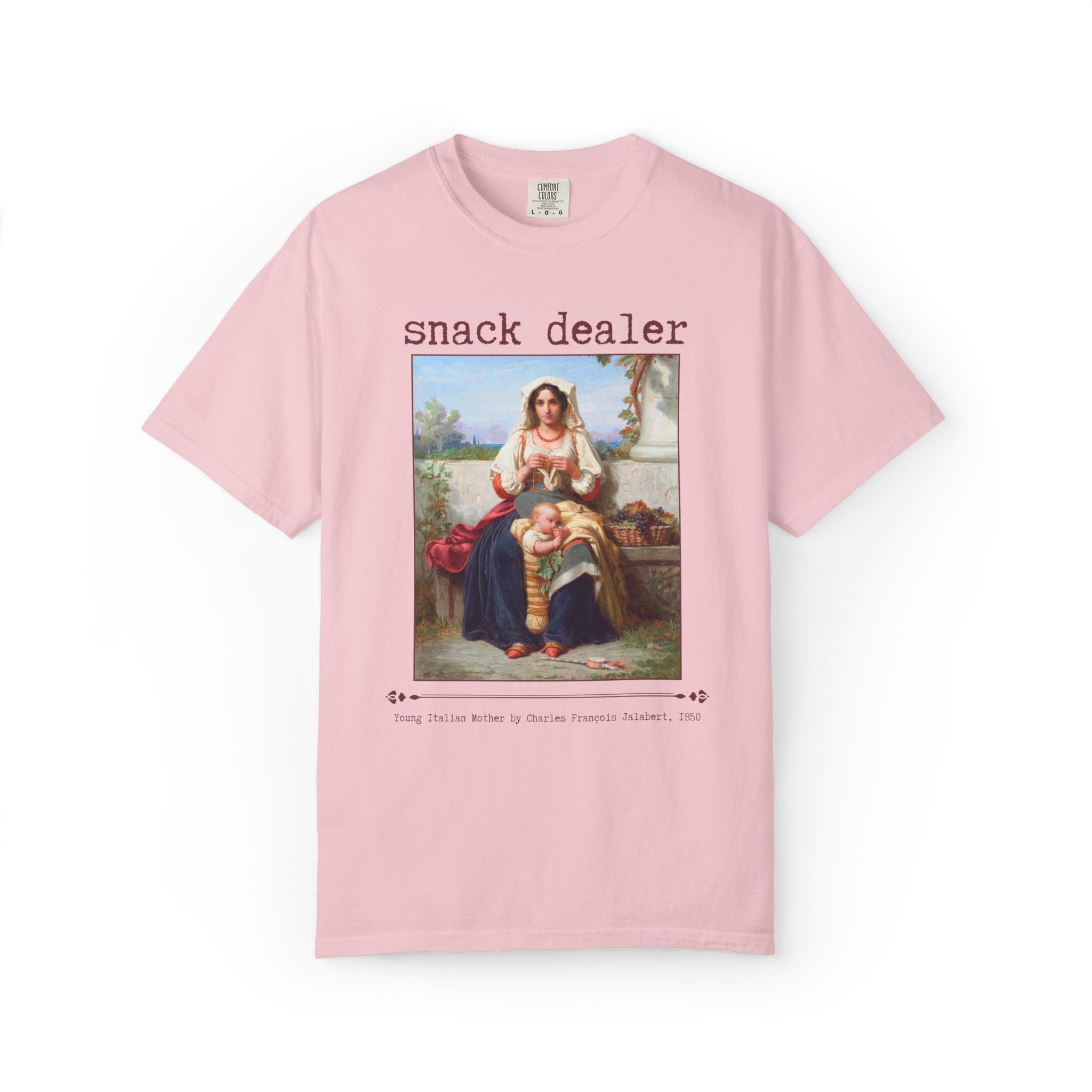 Snack Dealer Toddler Mom Tee Shirt for New Mom, Silly Mother's Day T-Shirt for Mom with Young Kids, Famous Painting by Charles Jalabert - Opal and June