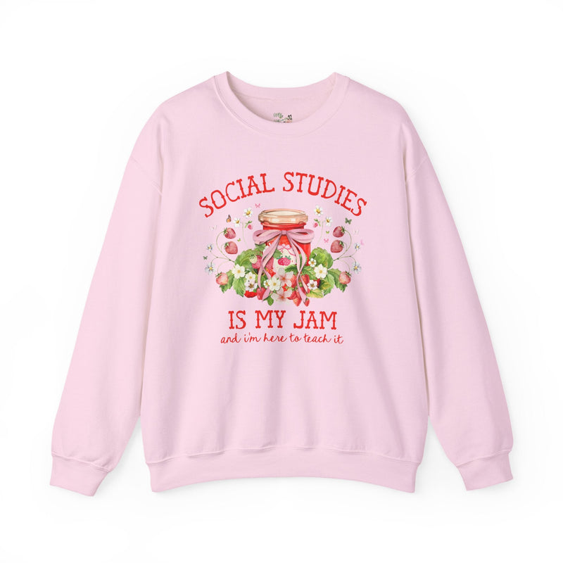 Social Studies Teacher Sweatshirt with Boho Strawberries, Cute Matching History Department Shirt with Flowers, Back to School Social Studies - Opal and June