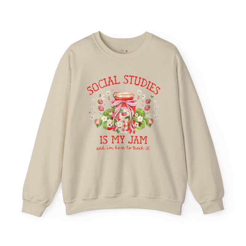 Social Studies Teacher Sweatshirt with Boho Strawberries, Cute Matching History Department Shirt with Flowers, Back to School Social Studies - Opal and June