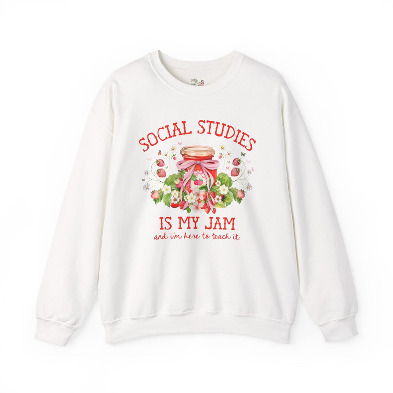 Social Studies Teacher Sweatshirt with Boho Strawberries, Cute Matching History Department Shirt with Flowers, Back to School Social Studies - Opal and June