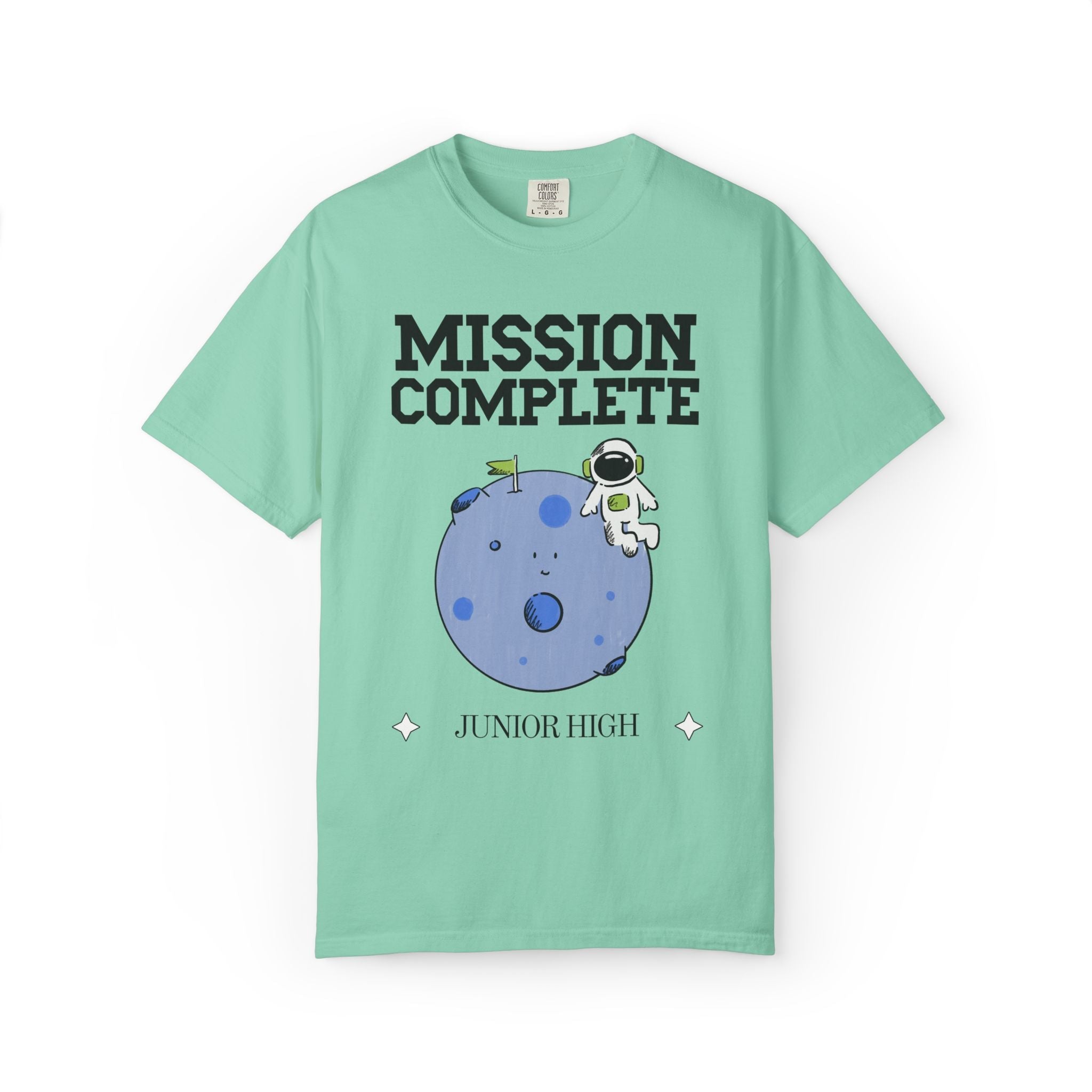 Space Last Day of School Matching Teacher T-Shirt for End of School Year, Cute and Nostalgic Middle School Office Staff Tee with Moon - Opal and June