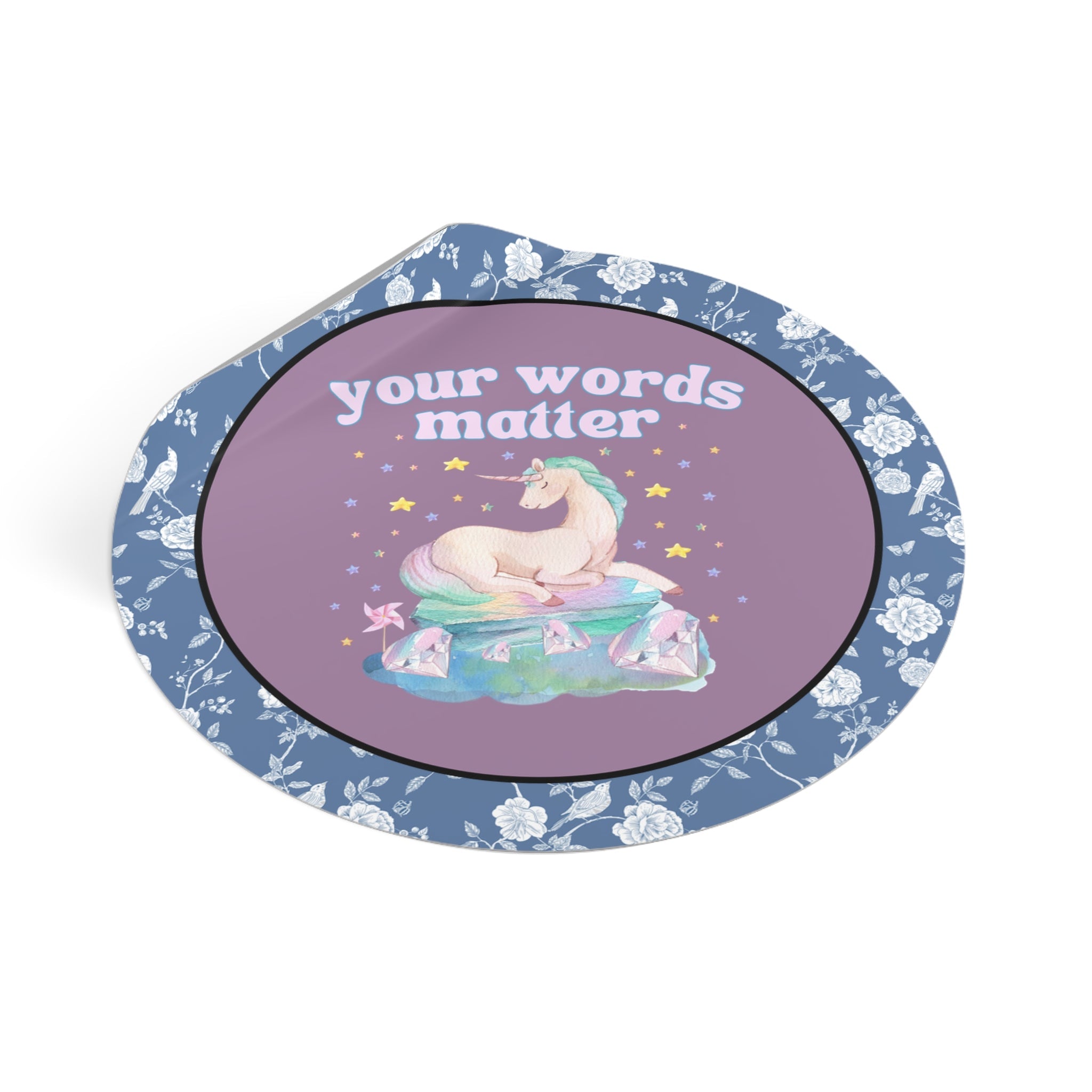 Speech Therapist Sticker with Whimsical Unicorn and Flowers: Your Words Matter, Cute SLP Speech Language Pathologist Sticker - Opal and June