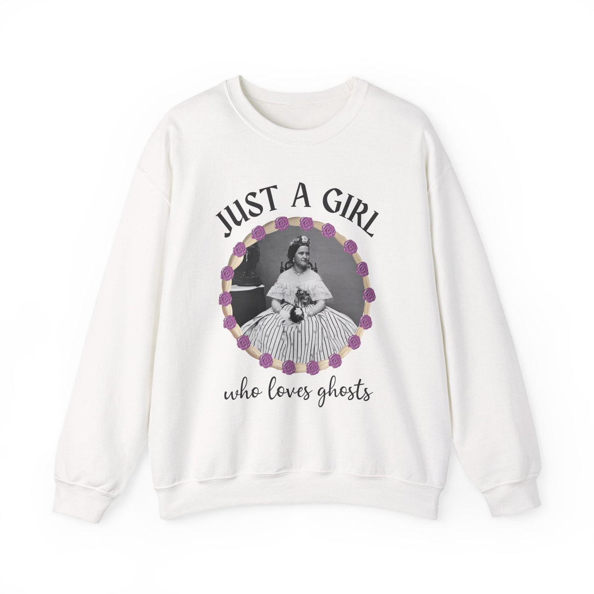 Spooky American History Crewneck for Professor: Just A Girl Who Loves Ghosts | Mary Todd Lincoln Shirt, Funny Spooky Season, Social Studies - Opal and June