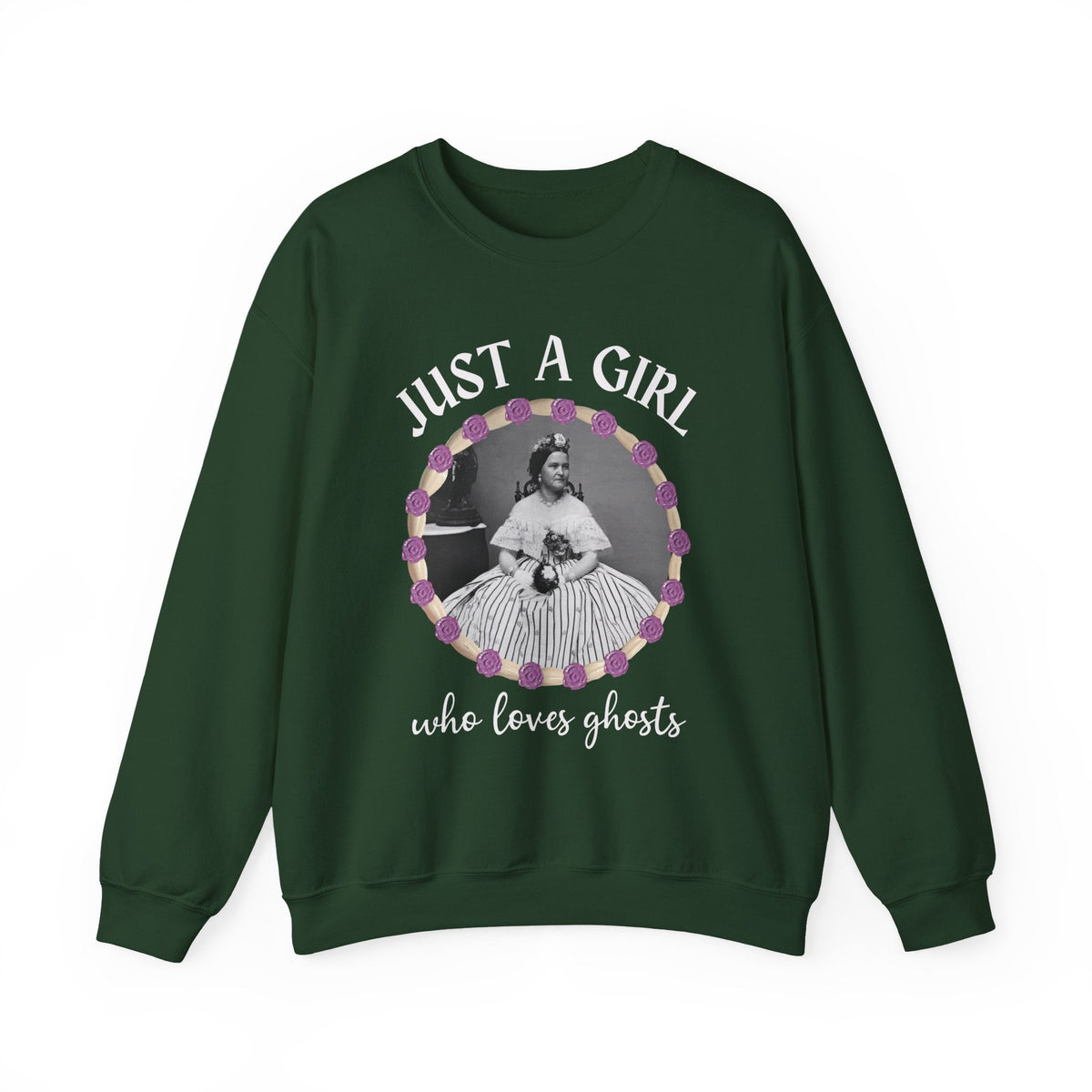 Spooky American History Crewneck for Professor: Just A Girl Who Loves Ghosts | Mary Todd Lincoln Shirt, Funny Spooky Season, Social Studies - Opal and June