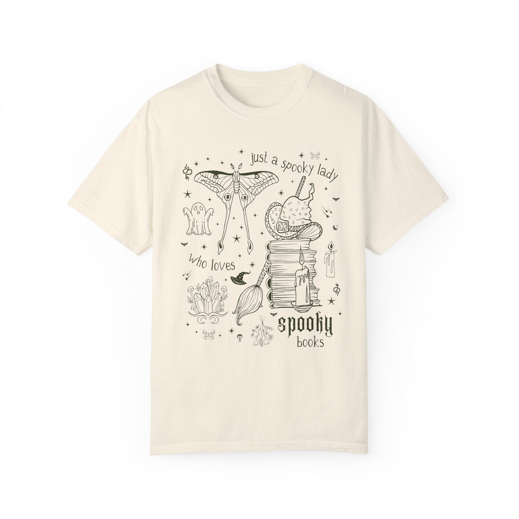 Spooky Bookish Shirt for Reader Who Loves Horror Novels or Mystery Books: Cute 90s Aesthetic Tattoo Style Halloween Tee Shirt for Bookworm - Opal and June