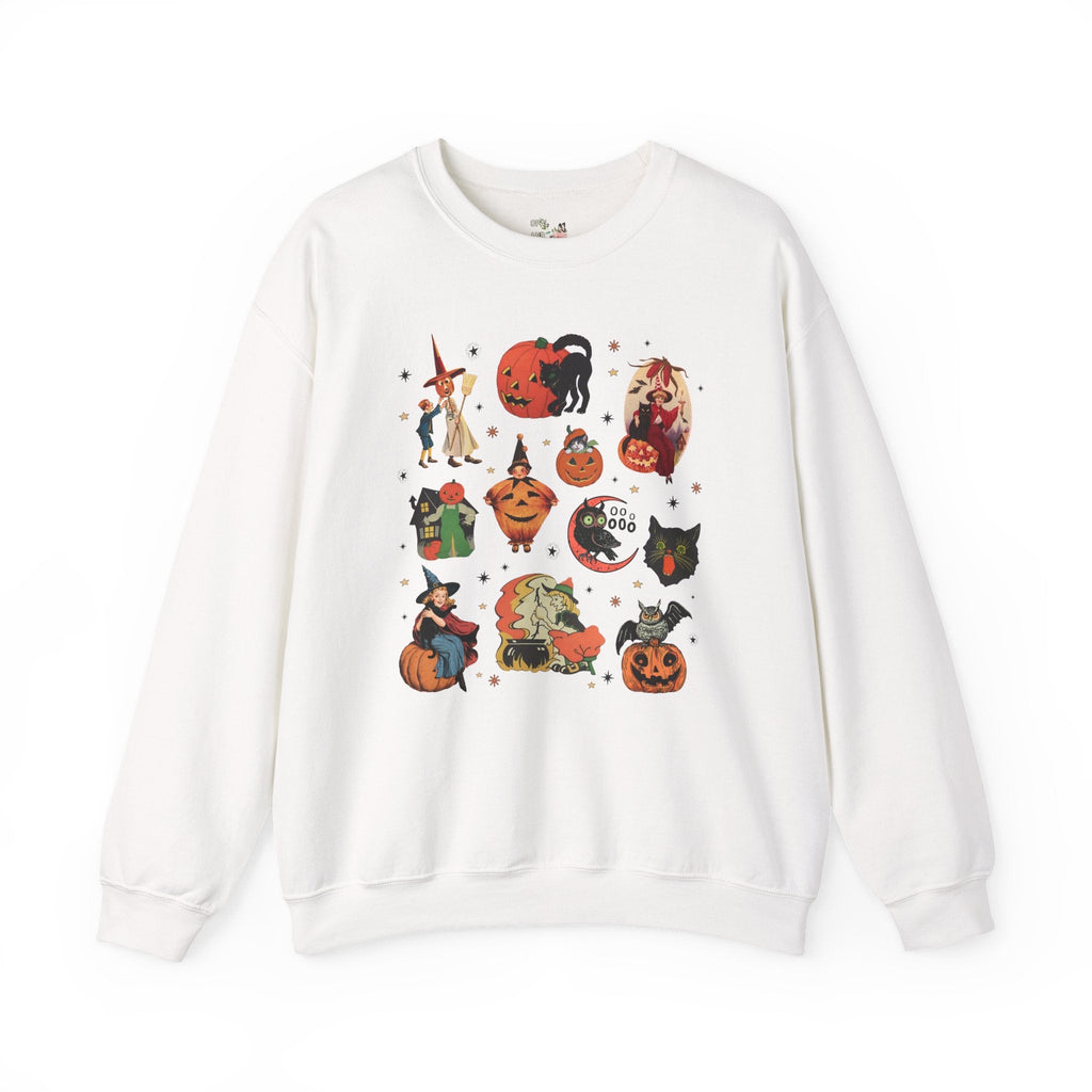 Spooky Halloween Sweatshirt with Vintage Aesthetic, Cute Fairycore Goblincore Crewneck with Stars and Pumpkins, Subtle Teacher Halloween - Opal and June
