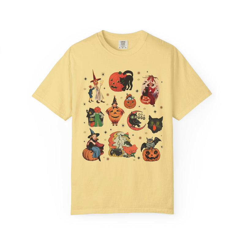 Spooky Halloween Tee Shirt with Vintage Aesthetic, Cute Fairycore or Goblincore Shirt with Stars and Pumpkins, Subtle Teacher Halloween Tee - Opal and June