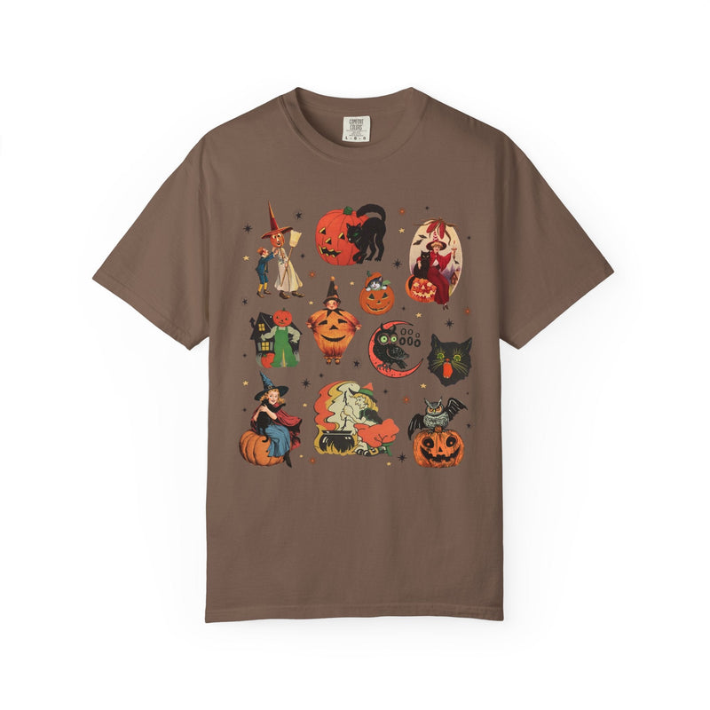Spooky Halloween Tee Shirt with Vintage Aesthetic, Cute Fairycore or Goblincore Shirt with Stars and Pumpkins, Subtle Teacher Halloween Tee - Opal and June