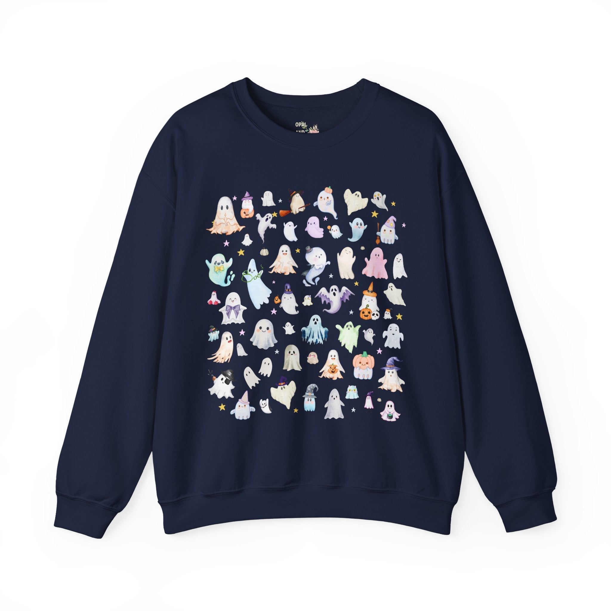 Spooky Season Ghost Lover Sweatshirt for Halloween or October, Kitschy Eclectic Summer Ween Camping Crewneck for Friend Who Loves Ghosts - Opal and June