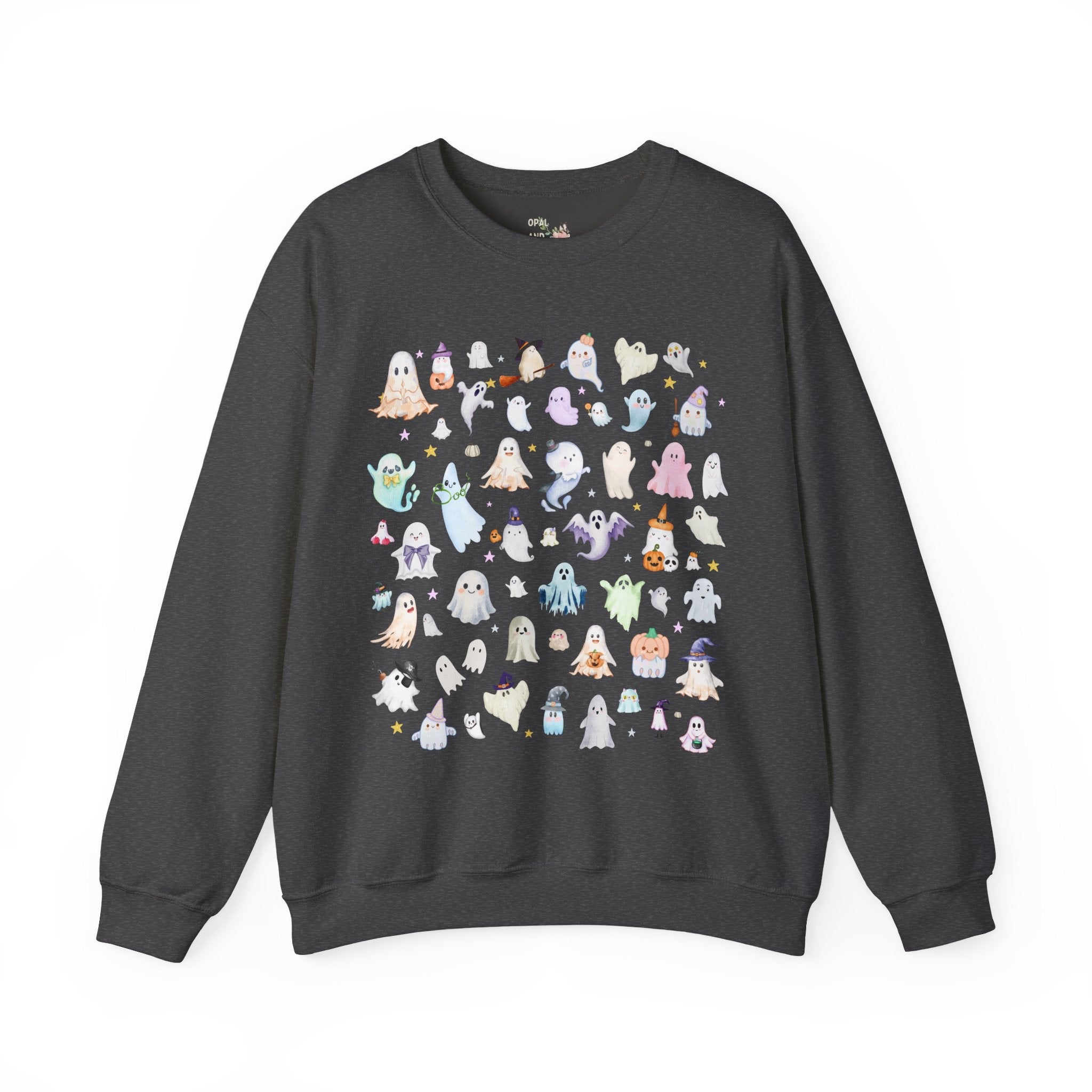 Spooky Season Ghost Lover Sweatshirt for Halloween or October, Kitschy Eclectic Summer Ween Camping Crewneck for Friend Who Loves Ghosts - Opal and June
