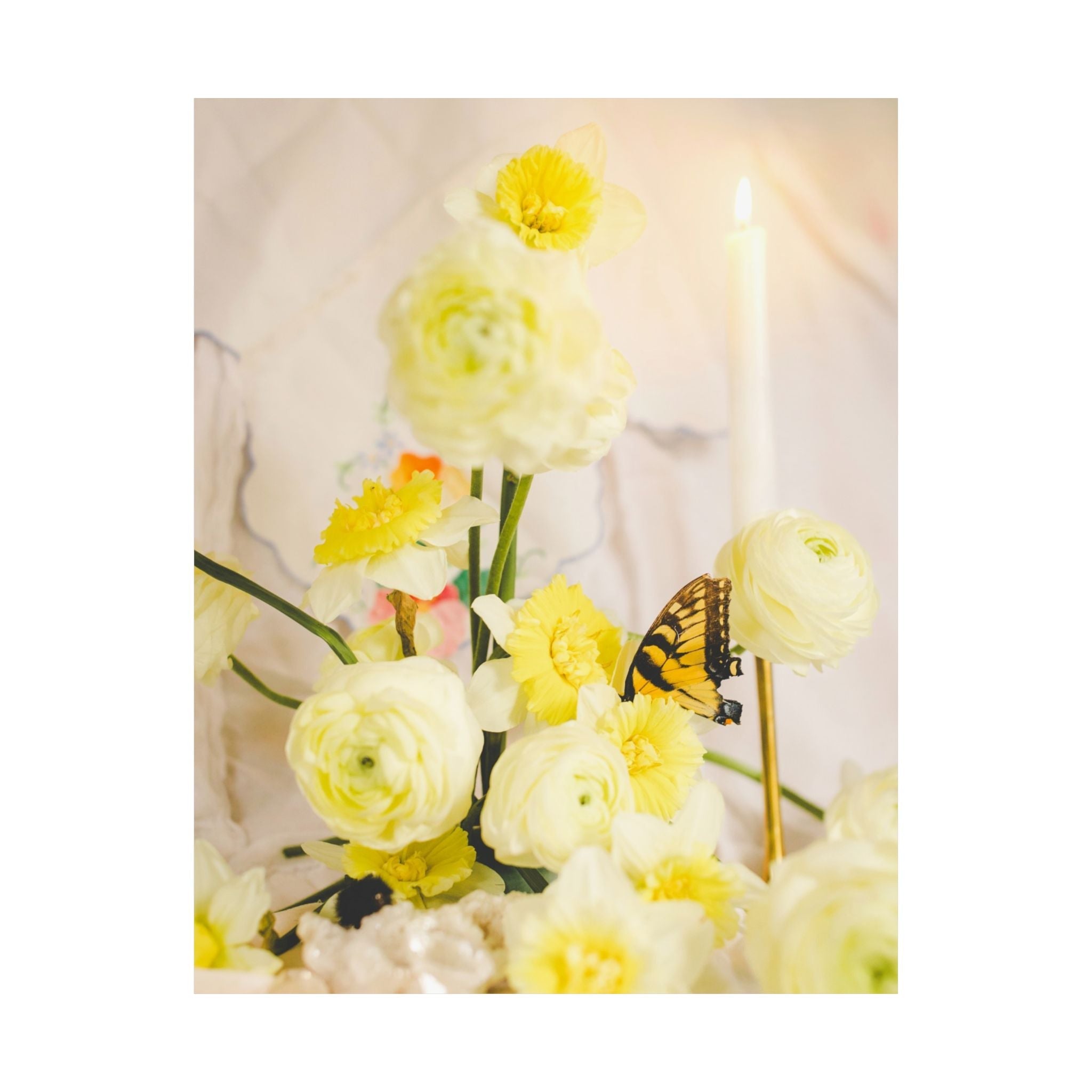 Spring Daffodil Print with Butterfly and Candle - Opal and June