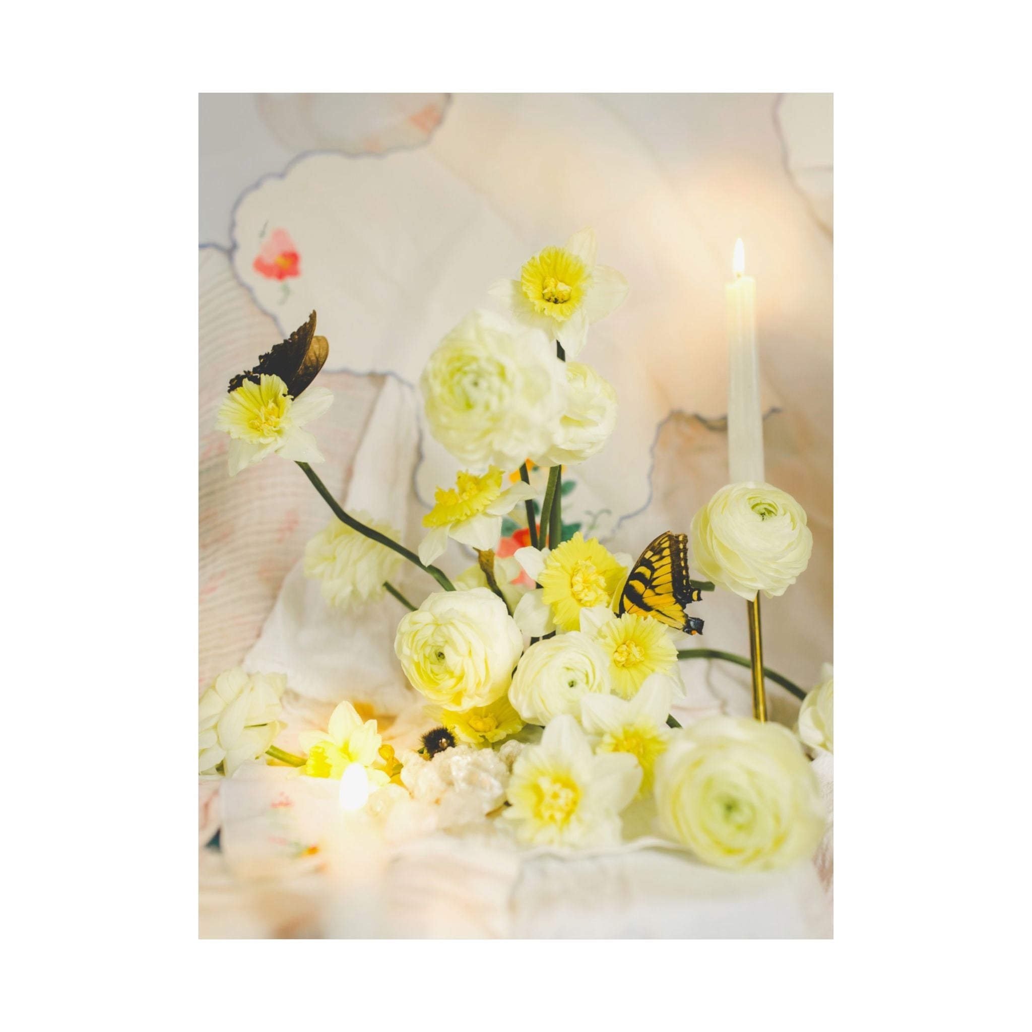 Spring Daffodil Print with Butterfly and Candle - Opal and June