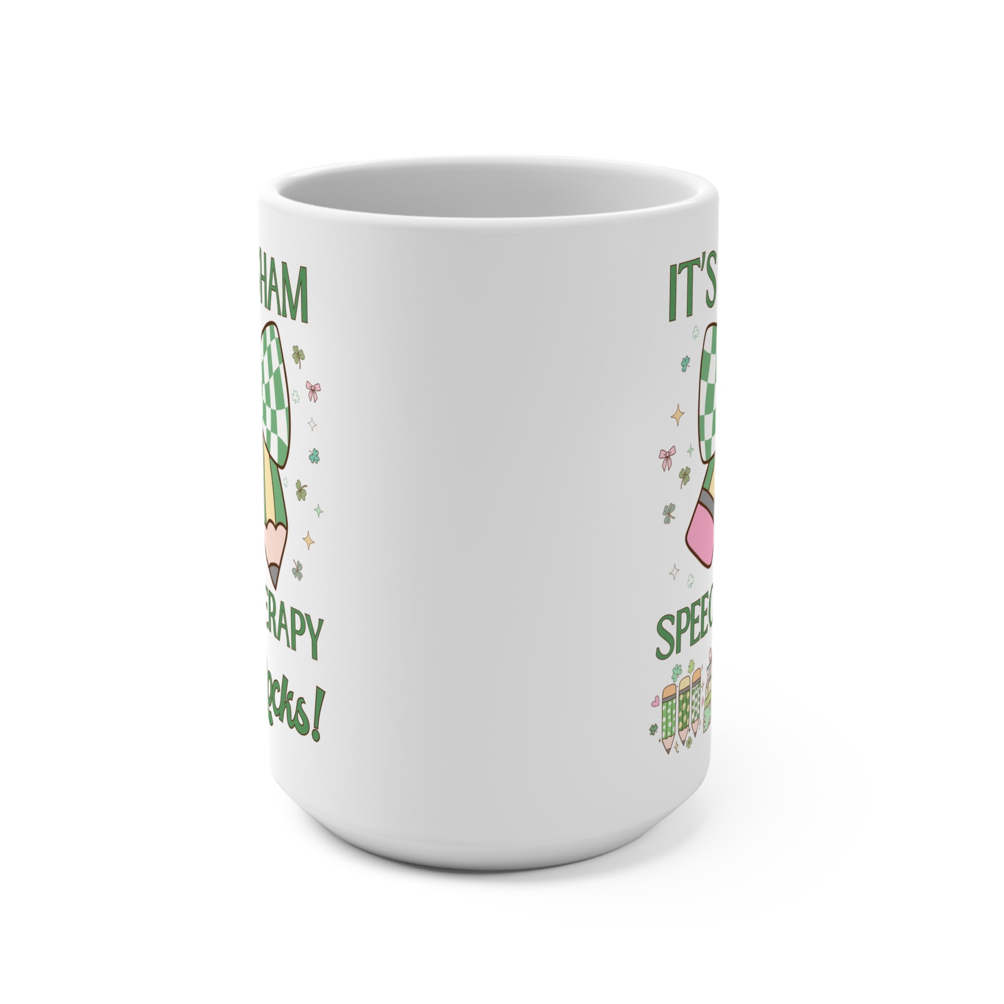 St Patricks Day Teacher Mug: Speech Therapy Rocks, Funny Saying Teaching Assistant, Student Teacher, Elementary Education Major - Opal and June