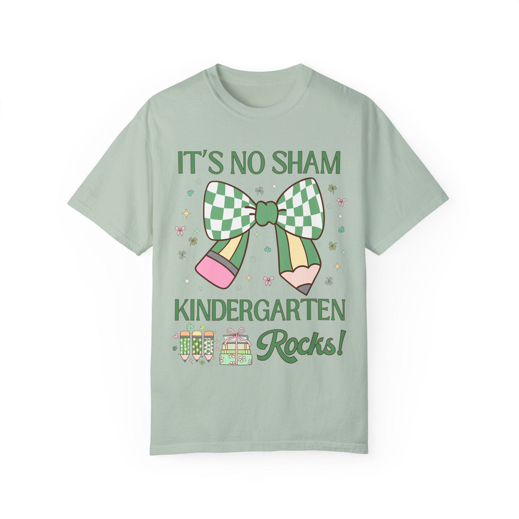 St Patricks Day Teacher Shirt: Kindergarten Rocks, Funny Saying Teaching Assistant T-Shirt for Kindergarten Assistant, Elementary Education - Opal and June