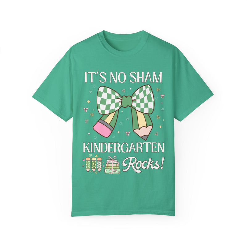 St Patricks Day Teacher Shirt: Kindergarten Rocks, Funny Saying Teaching Assistant T-Shirt for Kindergarten Assistant, Elementary Education - Opal and June