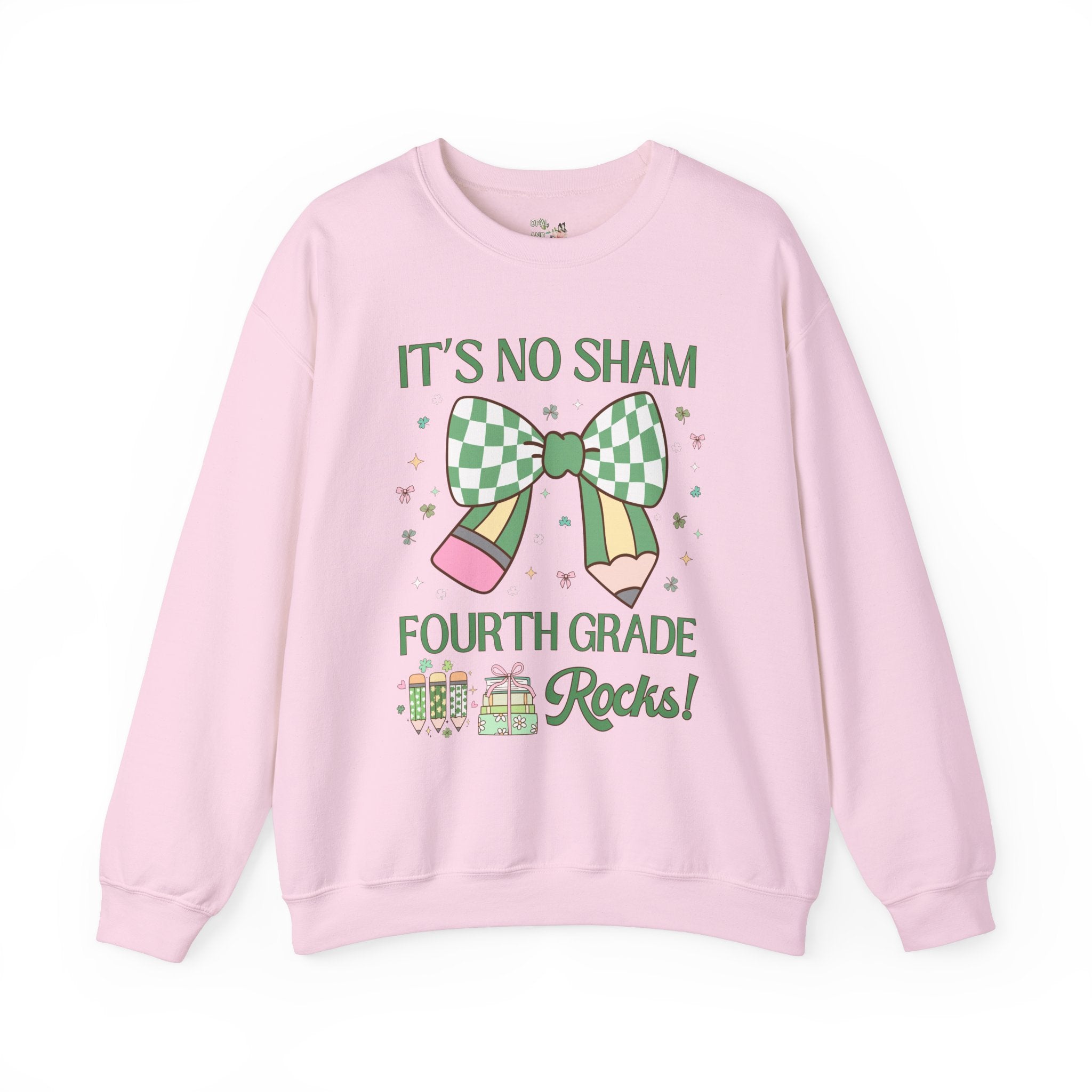 St Patricks Day Teacher Sweatshirt: Fourth Grade Rocks, Funny Saying Teaching Assistant Gift, Teaching Assistant, Elementary Education Major - Opal and June