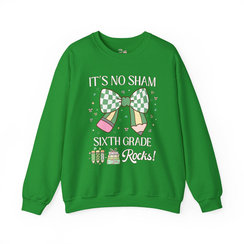 St Patricks Day Teacher Sweatshirt: Sixth Grade Rocks, Funny Saying Teaching Assistant Gift, Teaching Assistant, Elementary Education Major - Opal and June