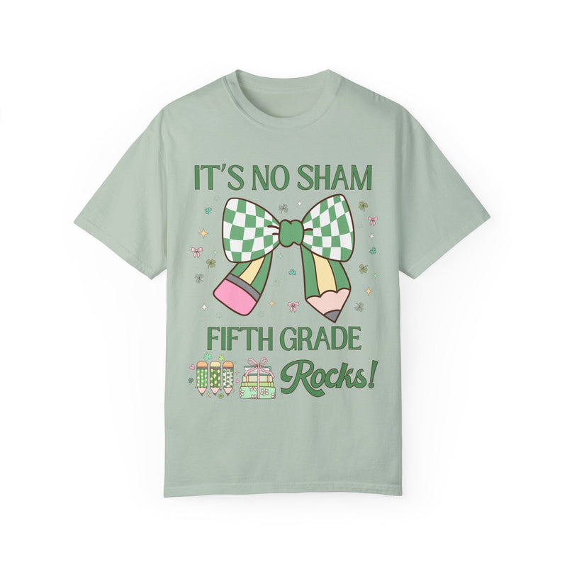 St Patricks Day Teacher Tee Shirt: Fifth Grade Rocks, Funny Saying Teaching Assistant T for Student Teacher, Elementary Education Major Gift - Opal and June