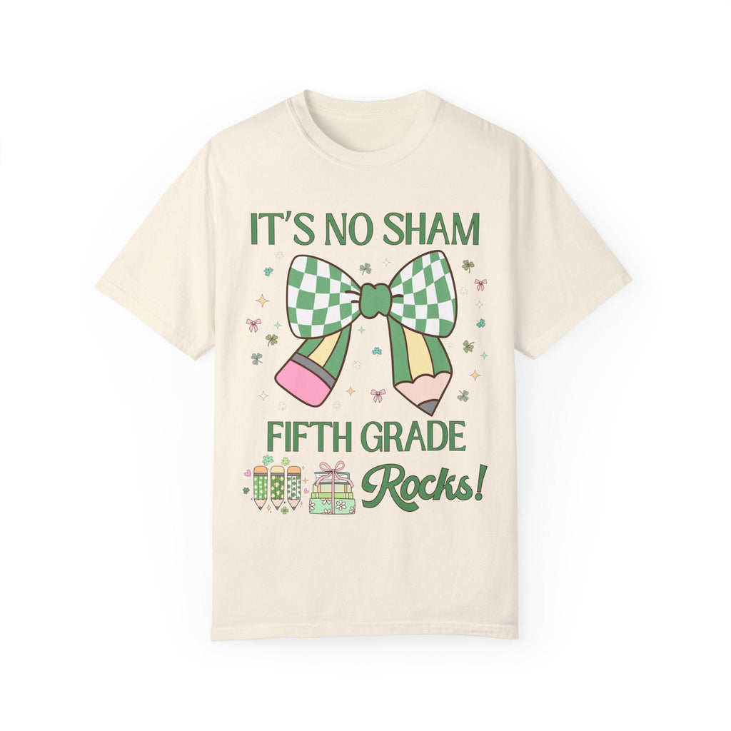 St Patricks Day Teacher Tee Shirt: Fifth Grade Rocks, Funny Saying Teaching Assistant T for Student Teacher, Elementary Education Major Gift - Opal and June