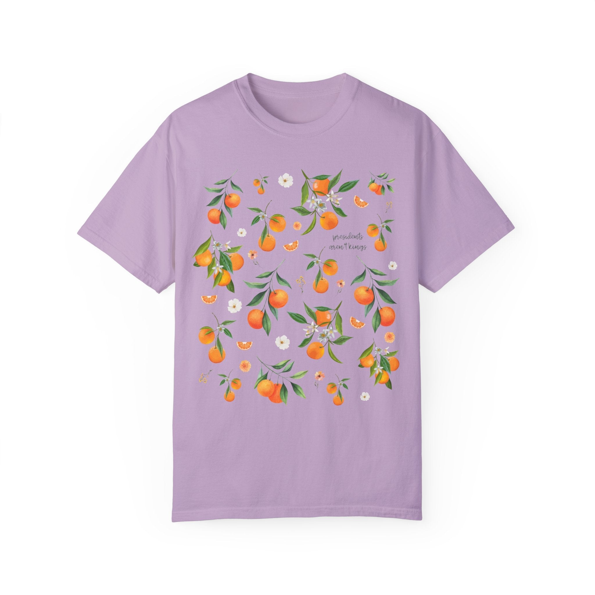 Subtle Democrat Tee Shirt, Oranges and Cute Flowers: Presidents Aren't Kings, Floral Feminist Goblincore Fruit Lover T-Shirt, Equal Rights - Opal and June