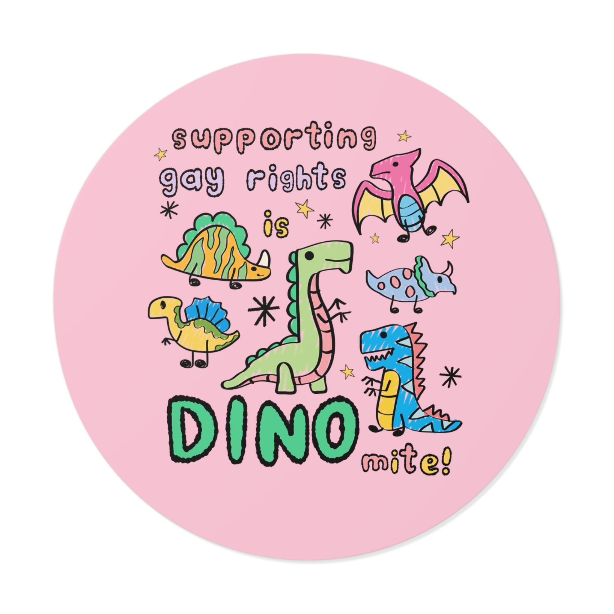 Support Gay Rights Sticker for Dinosaur Lover: Funny Doodle Aesthetic Dinosaur Sticker, Equal Rights, Cute Gay Pride Pro LGBTQ Sticker - Opal and June