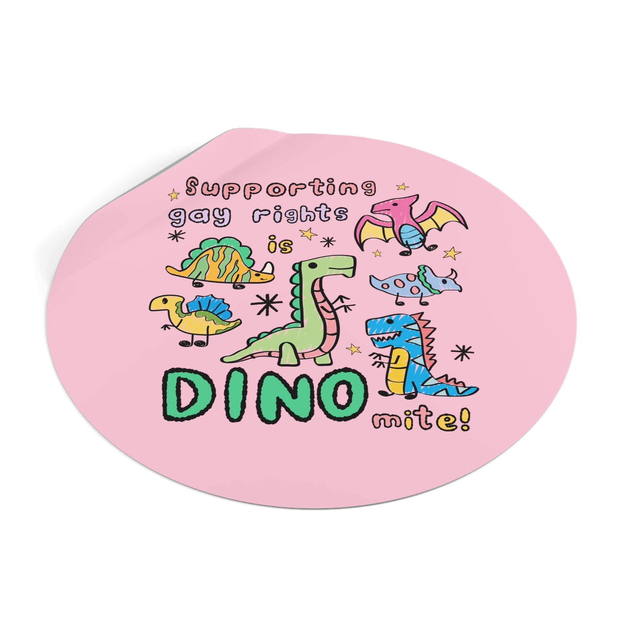 Support Gay Rights Sticker for Dinosaur Lover: Funny Doodle Aesthetic Dinosaur Sticker, Equal Rights, Cute Gay Pride Pro LGBTQ Sticker - Opal and June