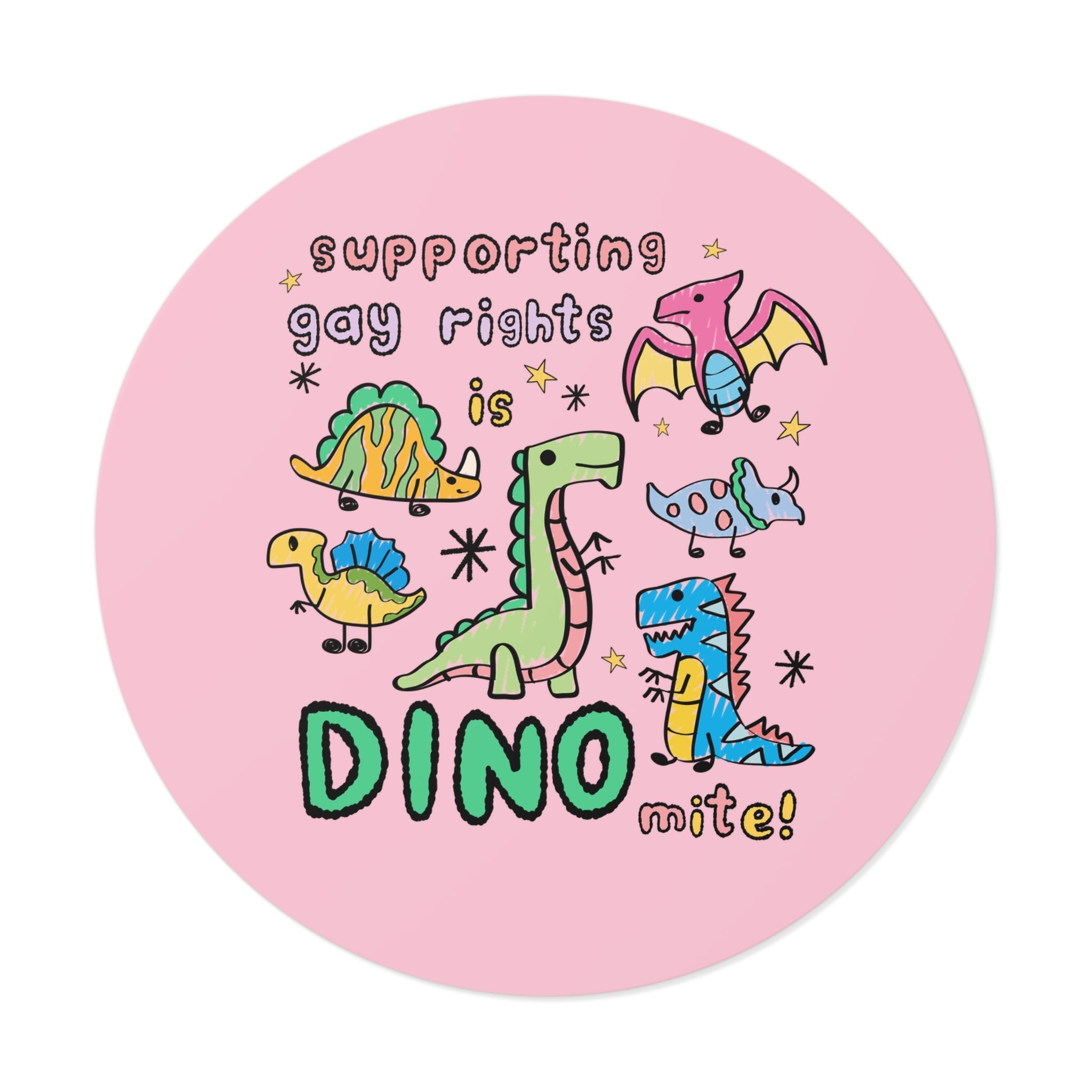 Support Gay Rights Sticker for Dinosaur Lover: Funny Doodle Aesthetic Dinosaur Sticker, Equal Rights, Cute Gay Pride Pro LGBTQ Sticker - Opal and June