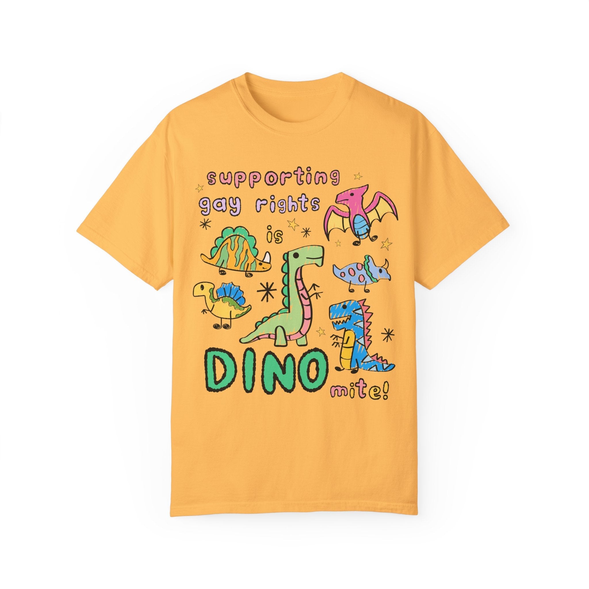 Support Gay Rights Tee Shirt for Dinosaur Lover: Funny Doodle Aesthetic Dinosaur T-Shirt, Equal Rights, Cute Gay Pride Pro LGBTQ Tee Shirt - Opal and June