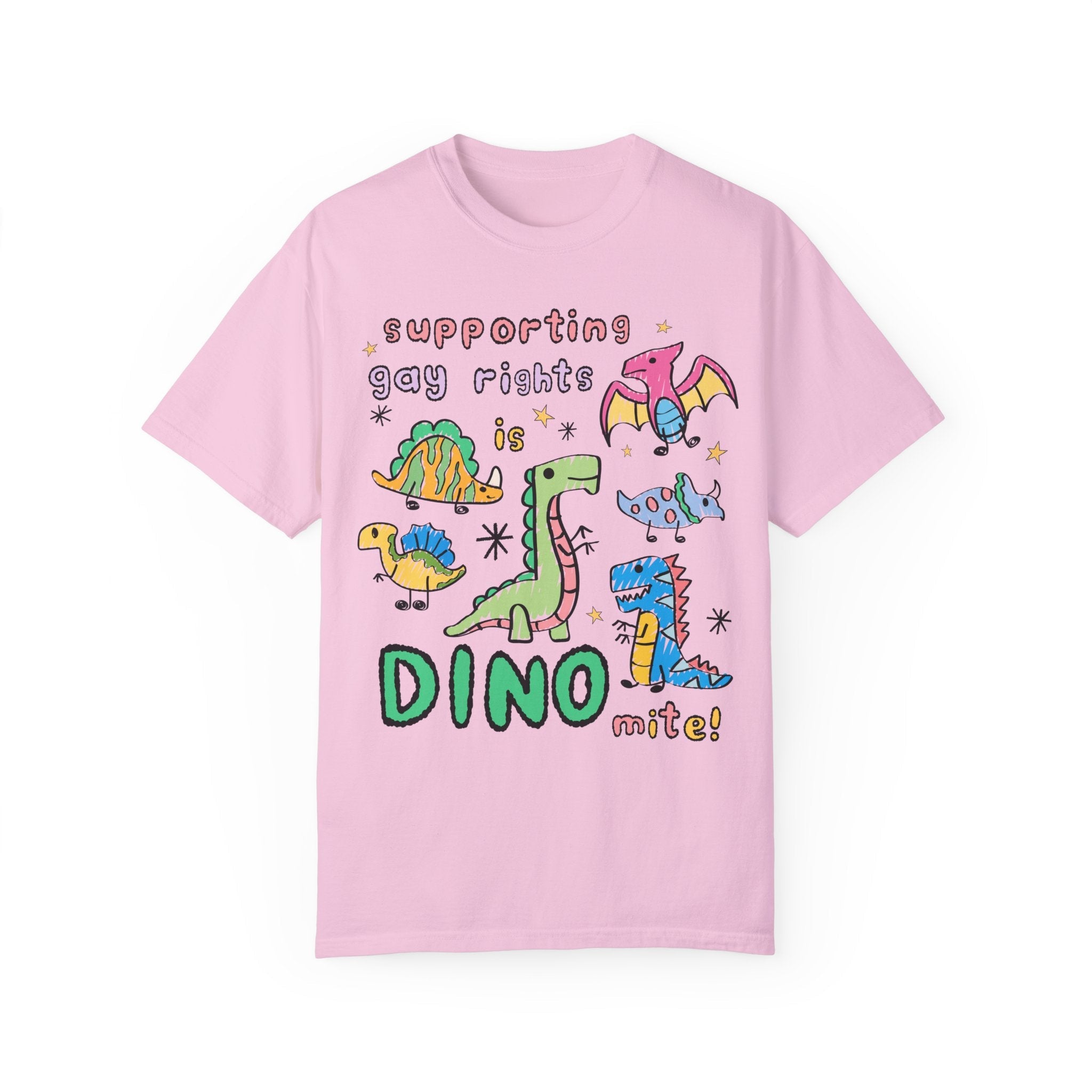 Support Gay Rights Tee Shirt for Dinosaur Lover: Funny Doodle Aesthetic Dinosaur T-Shirt, Equal Rights, Cute Gay Pride Pro LGBTQ Tee Shirt - Opal and June